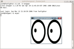 Example of tunnelling an X11 application over SSH.