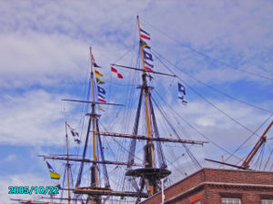 Nelson's signal, "England expects that every man will do his duty", flying from Victory on the bicentenary of the Battle of Trafalgar.