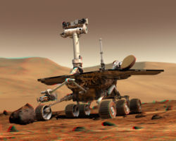 An artist's rendering of a Mars Exploration Rover as seen on the "Big Red" planet.