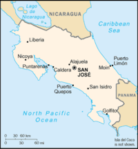 Map of Costa Rica.