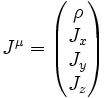 J^\mu = \begin{pmatrix} \rho \\ J_x\\ J_y\\ J_z\end{pmatrix}