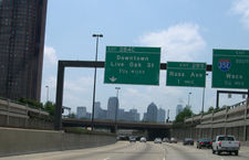 North Central Expressway (US 75) southbound towards downtown Dallas