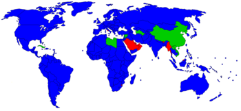 Since World War II, democracy has gained widespread acceptance. This map shows the official claims made by world governments with regard to democracy, as of June 2006.  ██ Governments that claim to be democratic and allow the existence of opposition groups, at least in theory.  ██ Governments that claim to be democratic but do not allow the existence of opposition groups.  ██ Governments that do not claim to be democratic.