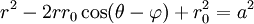 r^2 - 2 r r_0 \cos(\theta - \varphi) + r_0^2 = a^2