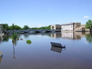 Rock River floodwaters in downtown Fort Atkinson, Wisconsin.