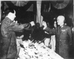 Chiang Kai-shek and Mao Zedong met in the wartime capital of Chongqing, to toast to the Chinese victory over Japan, but their shaky alliance was short-lived.