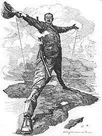 Cecil Rhodes- "the Colossus of Rhodes" spanning "Cape to Cairo".