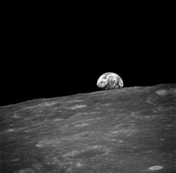 The first Earthrise photographed by humans