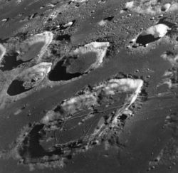 A portion of the lunar near side; the large crater in the bottom half of the photo is Goclenius.