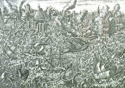 Representation of the 1755 Lisbon Earthquake.