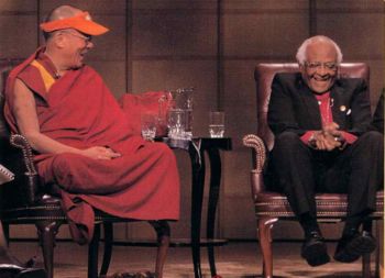 Nobel Peace Prize Winners the Dalai Lama & Bishop Tutu. Vancouver, Canada, 2004. Photo by Carey Linde