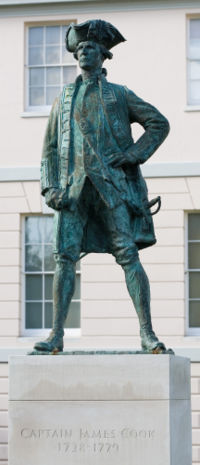 A statue of James Cook in Greenwich, London, England.