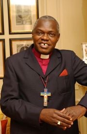 The pectoral cross Sentamu is seen here wearing is decorated with images and words associated with Oscar Romero.