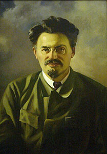 A portrait of Leon Trotsky.