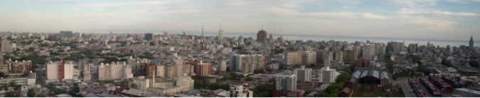 Panorama of Montevideo. Taken from the Torre de las Telecomunicaciones. The Palacio Salvo is visible on the far right.