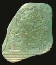 Mayan jadeite "pectoral", 195mm high