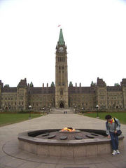 The Parliament Buildings, shown here, are Ottawa's most famous landmark.