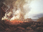  Outbreak of the Vesuvius. Painting by Norwegian painter I.C. Dahl (1826)