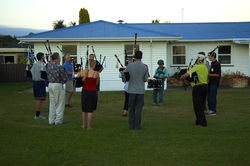 Twilight bagpipe band practice, Napier.