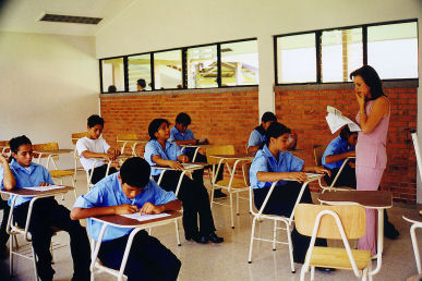 At class with SOS children in Costa Rica